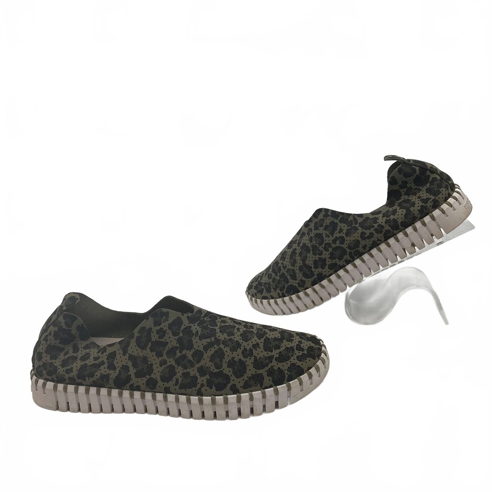 Ilse Jacobsen Green Animal Print Slip-On Sneakers | Womens 39EU